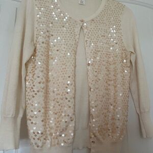 J. Crew Beige Sequin Cardigan
